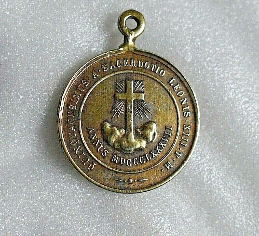 1887 ANTIQUE POPE LEO XIII MEDAL ROME VATICAN
