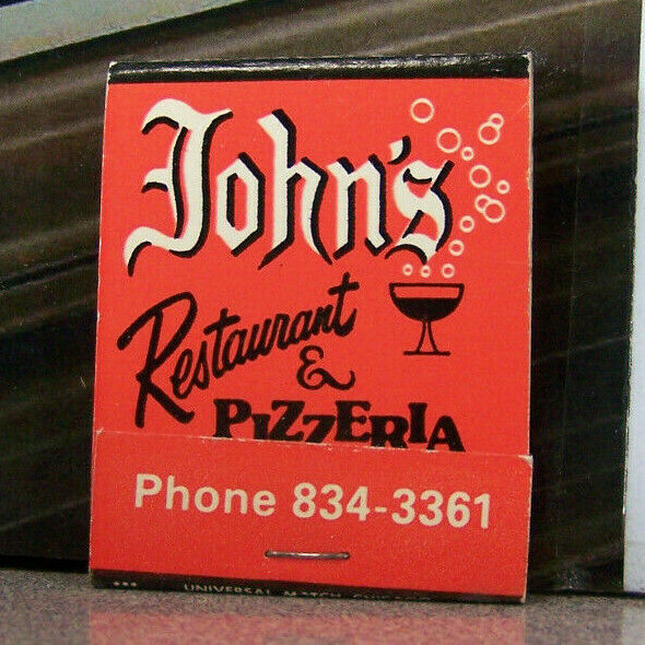 Vintage Matchbook Y3 Addison Illinois Pizzeria John's Restaurant Hide Out Wine