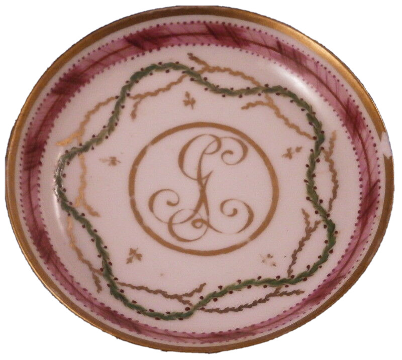 Antique 18thC Cozzi Porcelain Monogram Saucer Porzellan Untertasse Italian Italy