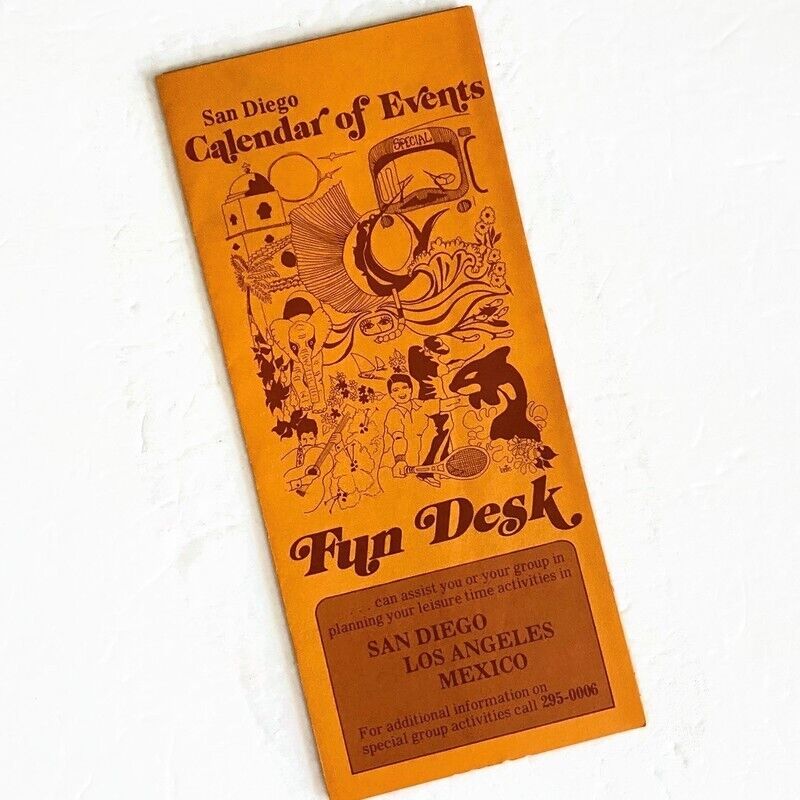 Vintage 70s San Diego CA Brochure Calendar of Events Fun Desk