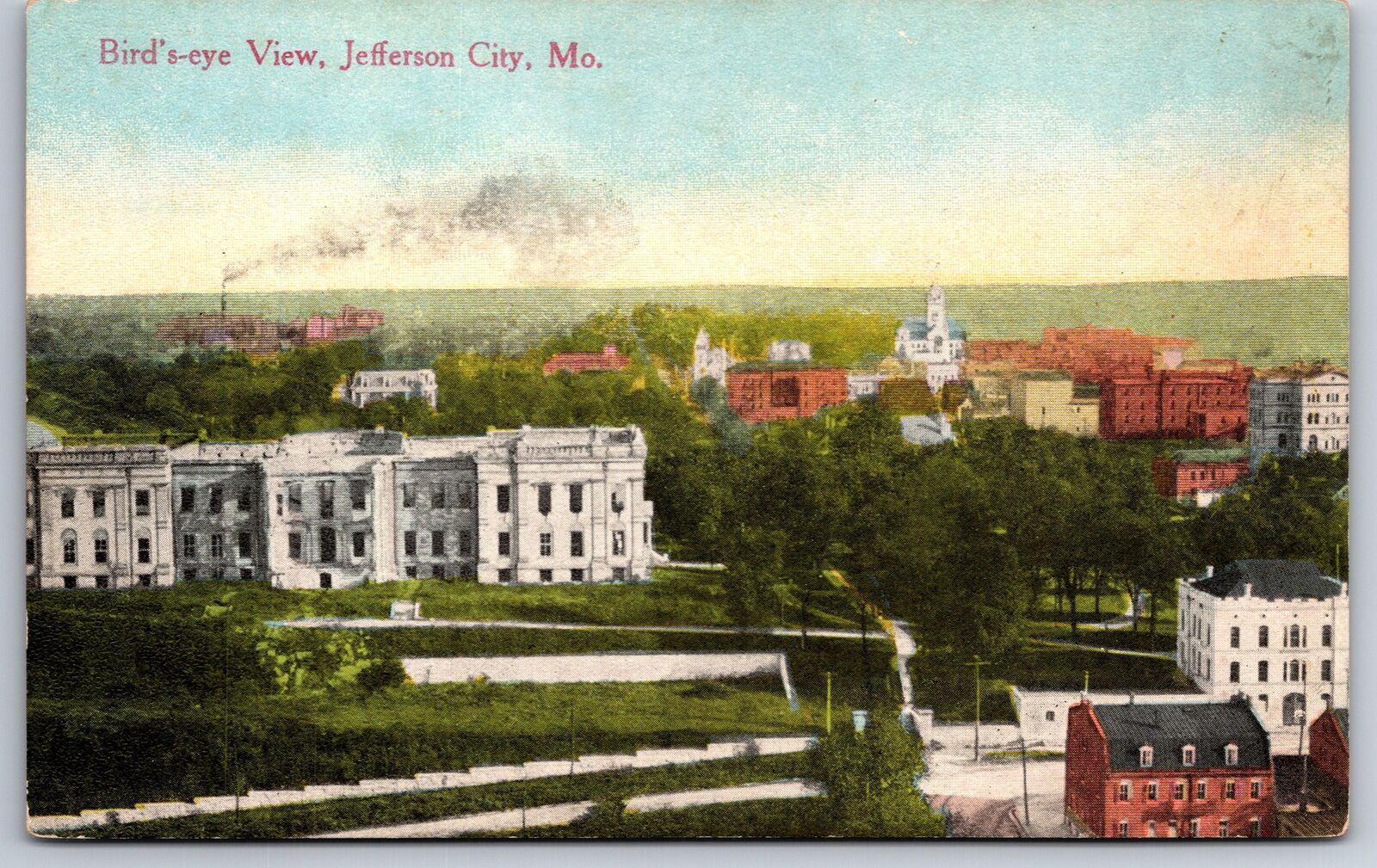 Jefferson City Missouri~Birdseye View Overlooking City~c1910 Postcard