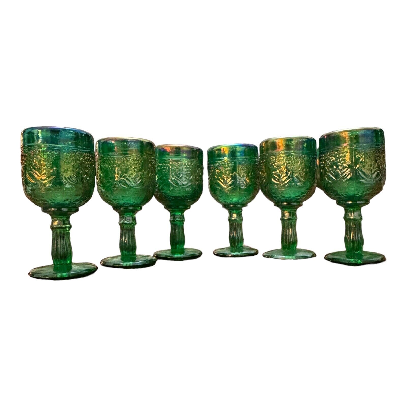 6 Mini Green Glass Goblets 1981 Dorothy Tailor Encore Event Very Rare Gr8 Condt.
