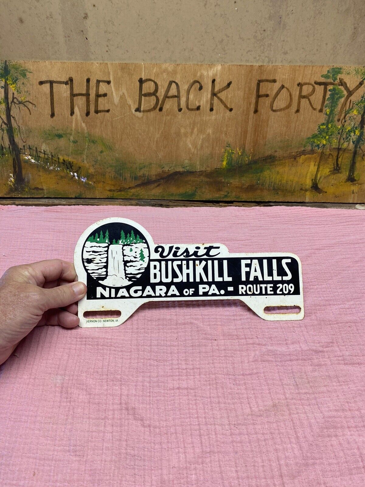 Vintage Bushkill Falls Pa. License Plate Topper