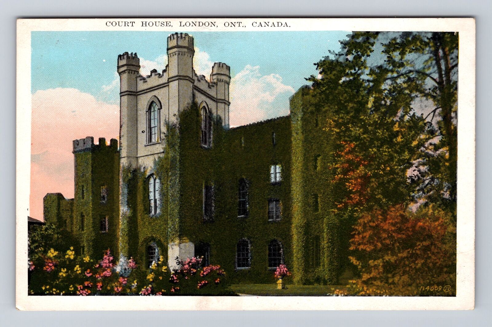 London Ontario-Canada, Court House, Antique, Vintage Souvenir Postcard