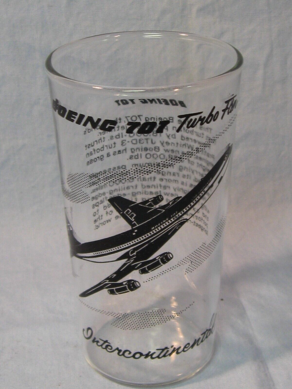 Vintage Drinking Glass - Boeing 707 Turbo Fan Intercontinental