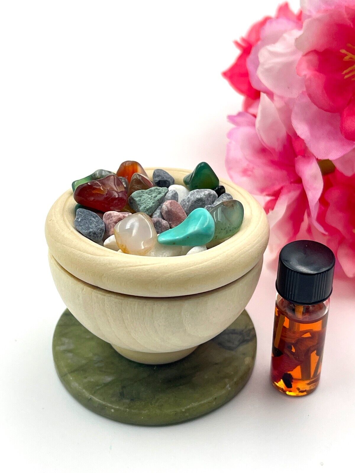 Self-Love & Balance Spell Aroma Stone Mini Wooden Diffuser & Balancing Oil