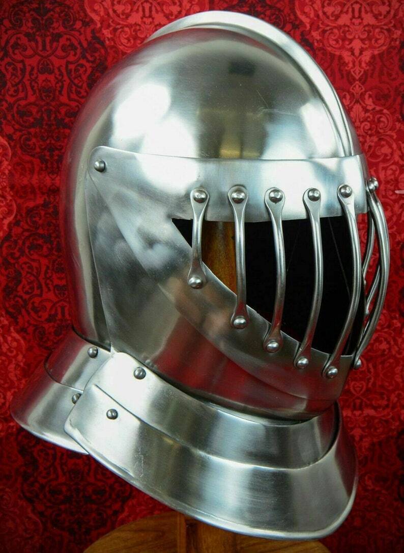 Antique Handmade Custom SCA HNB 18 Gauge Steel Medieval Tournament Close helmet
