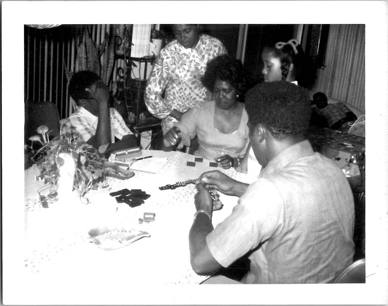 African American Black Family Playing Dominoes Snapshot 1960s Vintage Photo