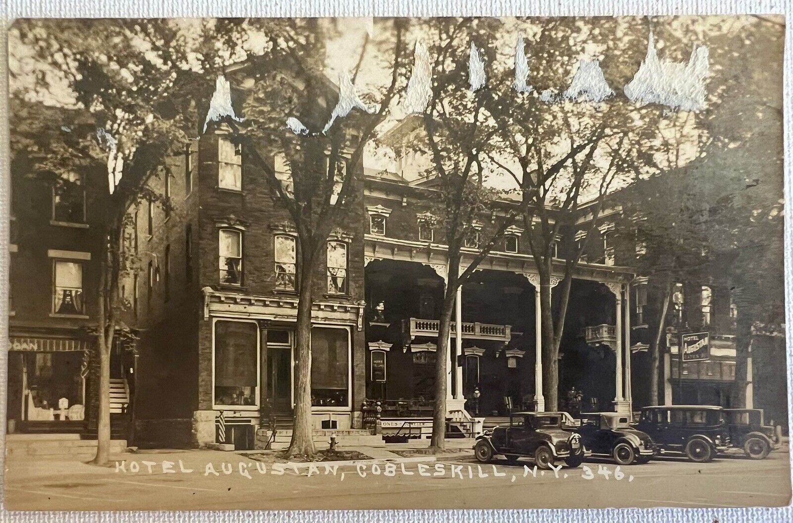 Vtg Antique RPPC Postcard Upstate NY Hometown Cobleskill Hotel Augustan - NoPost