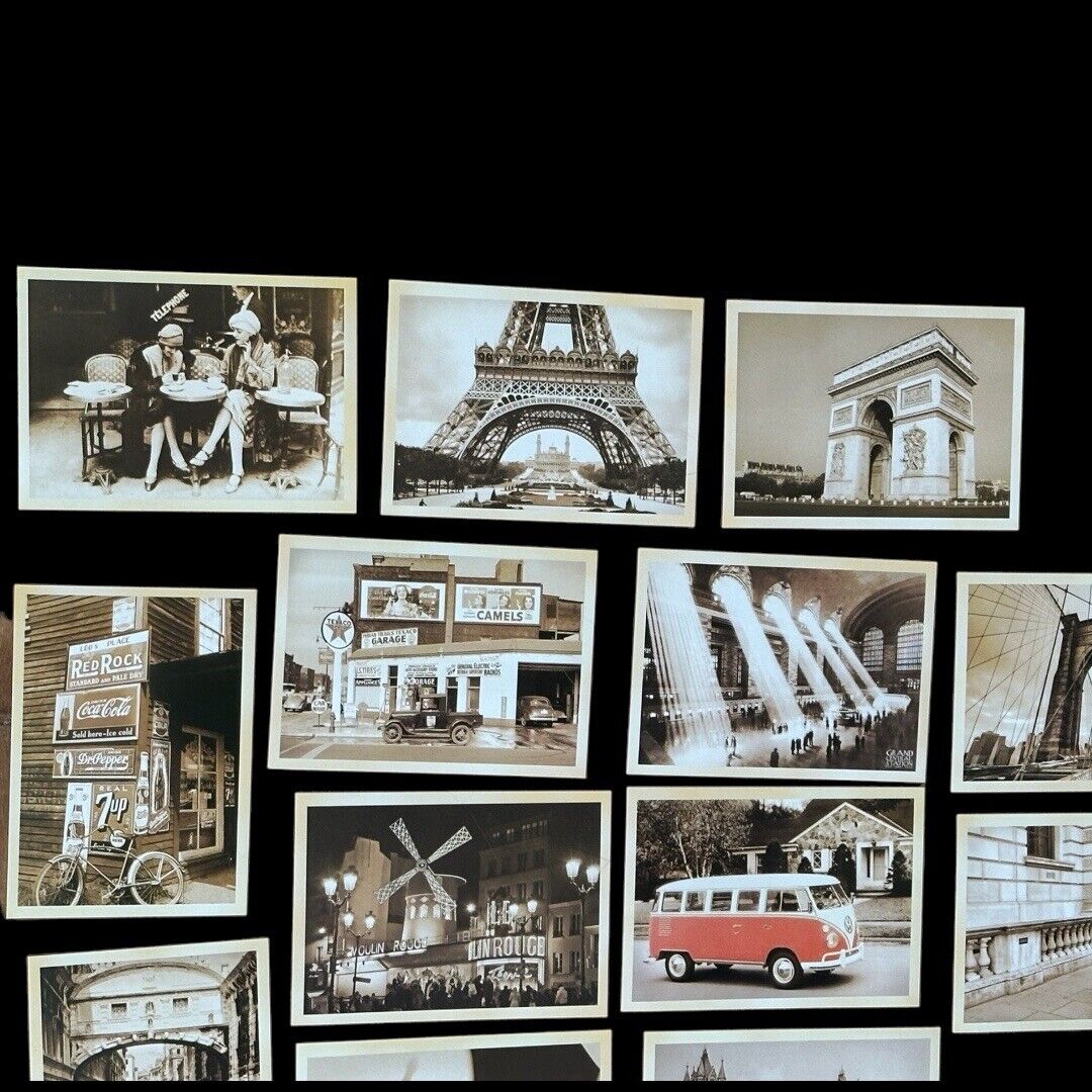 Vintage Theme- Classic Old Photograph Landmarks Post Cards- Set of 22