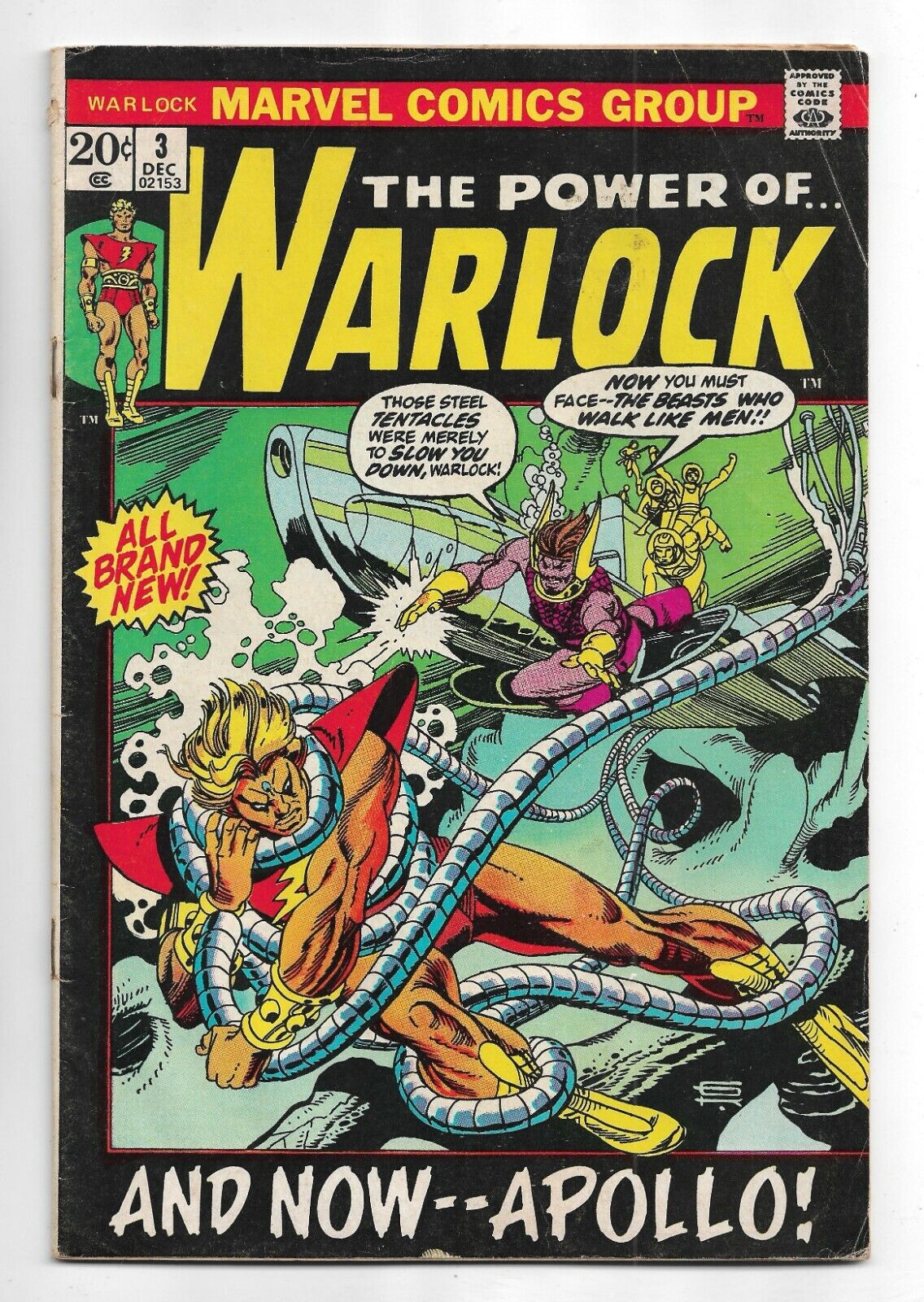 Warlock #3 Marvel Comics 1972 Gil Kane cart / 1st App. of Appolo