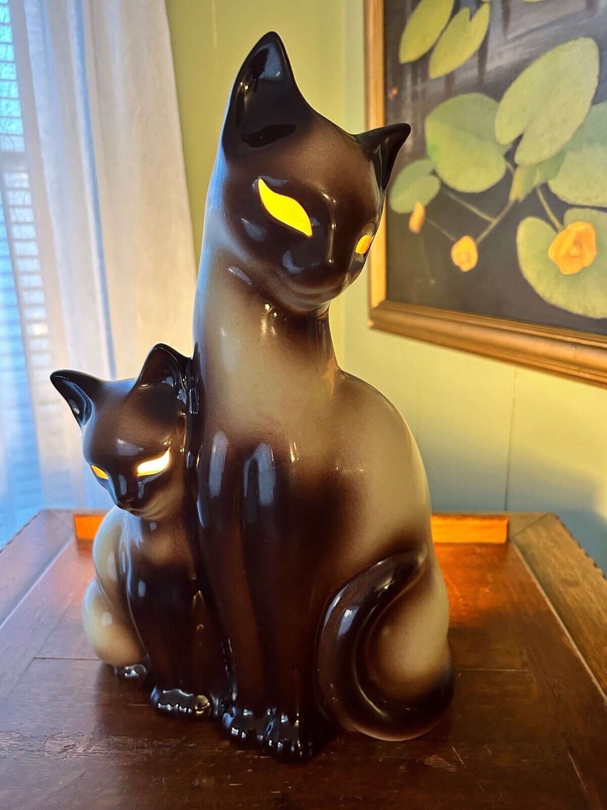 Howard Kron Siamese Cat Kitten TV Lamp Vtg Mid Century, Texans, Inc. Table Lamp