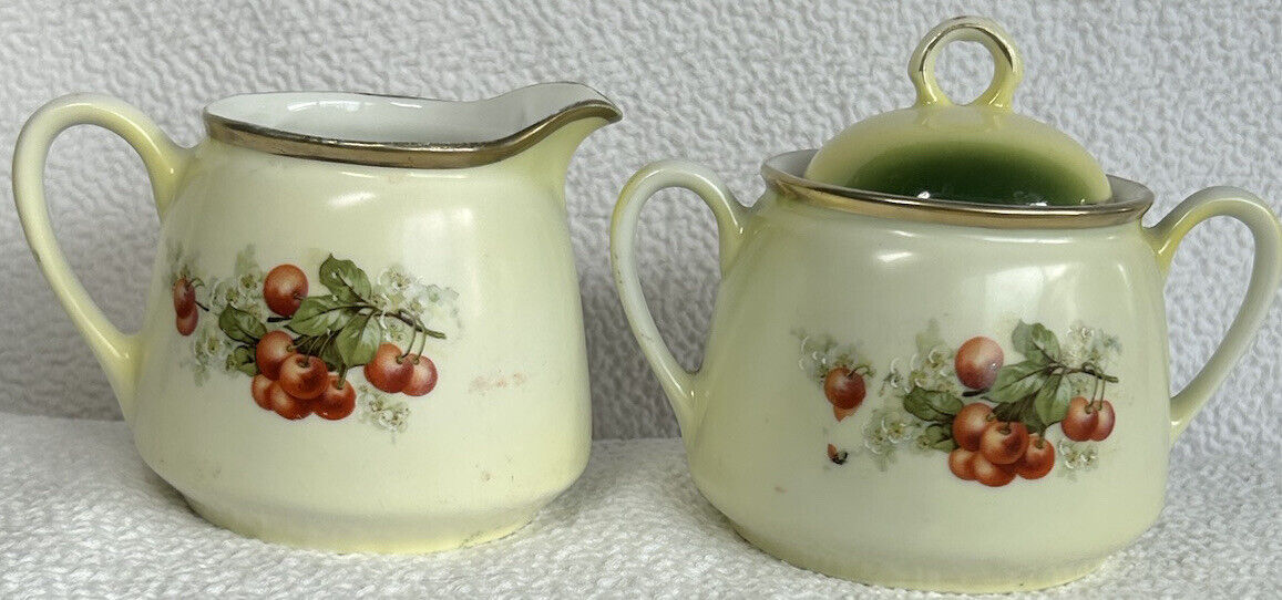 Antique Creamer & Sugar Three Crown Pottery Unger & Schlilde c1906-1916 Germany