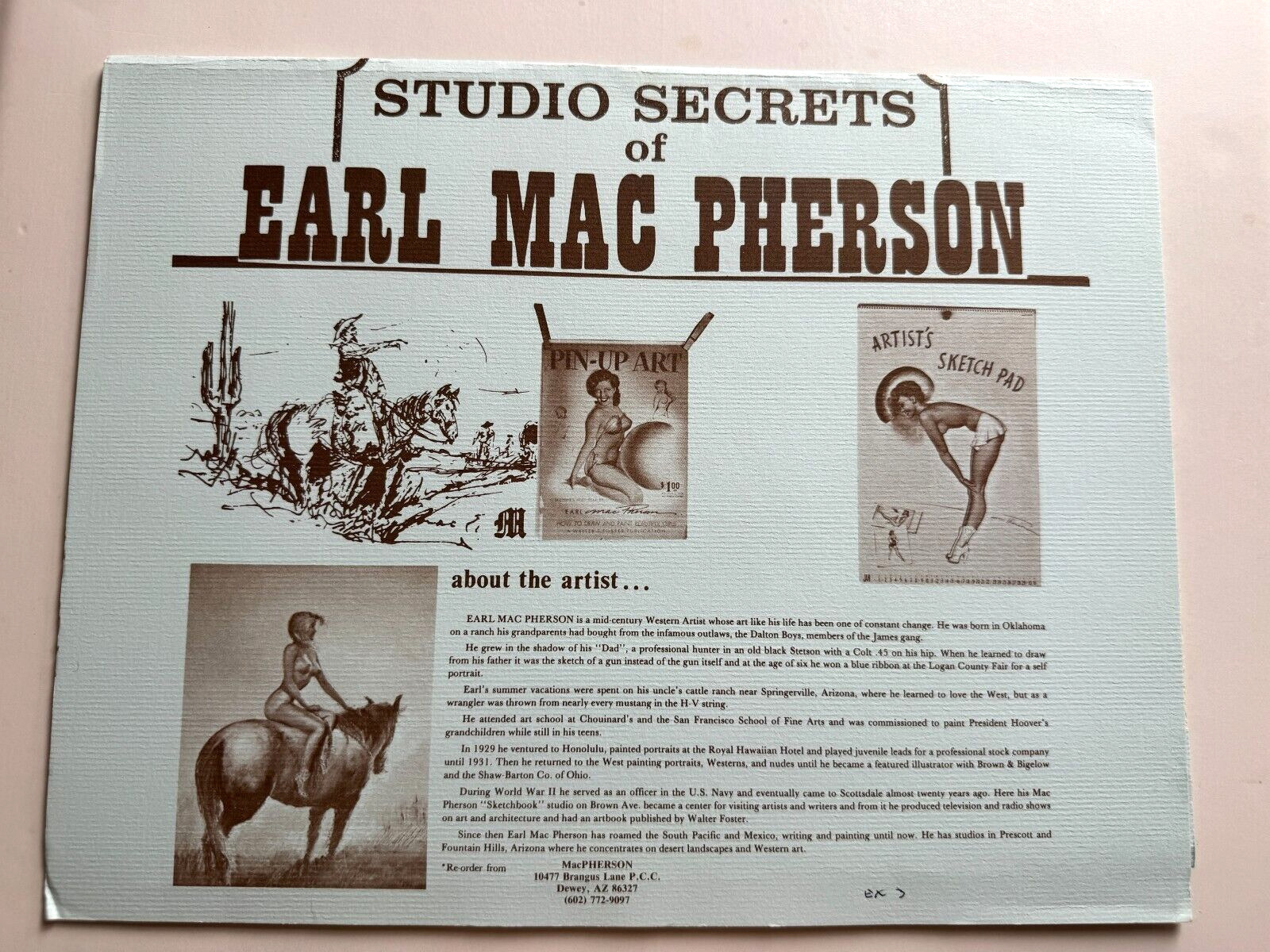 1980's Earl MacPherson Studio Secrets Portfolio w/ 8 Sketch Pinup Girl Prints