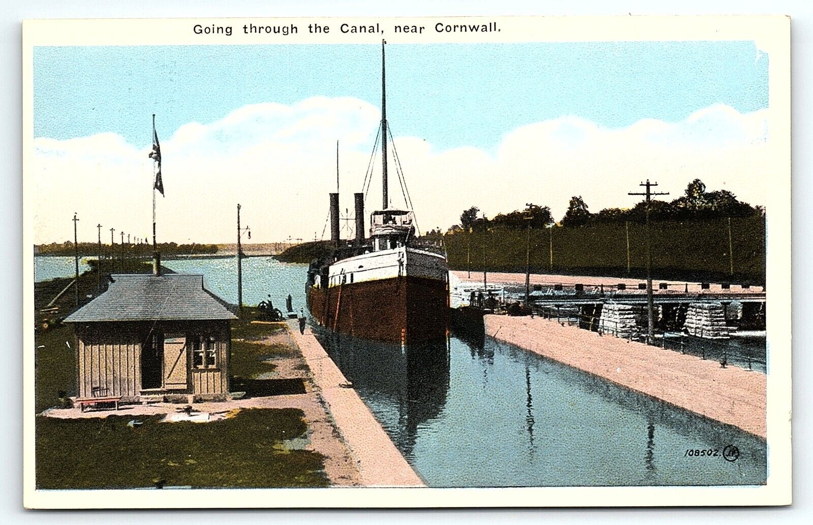 c1910 MONTREAL ST LAWRENCE RIVER STEAMER CORNWALL CANAL VALENTINE POSTCARD P1773