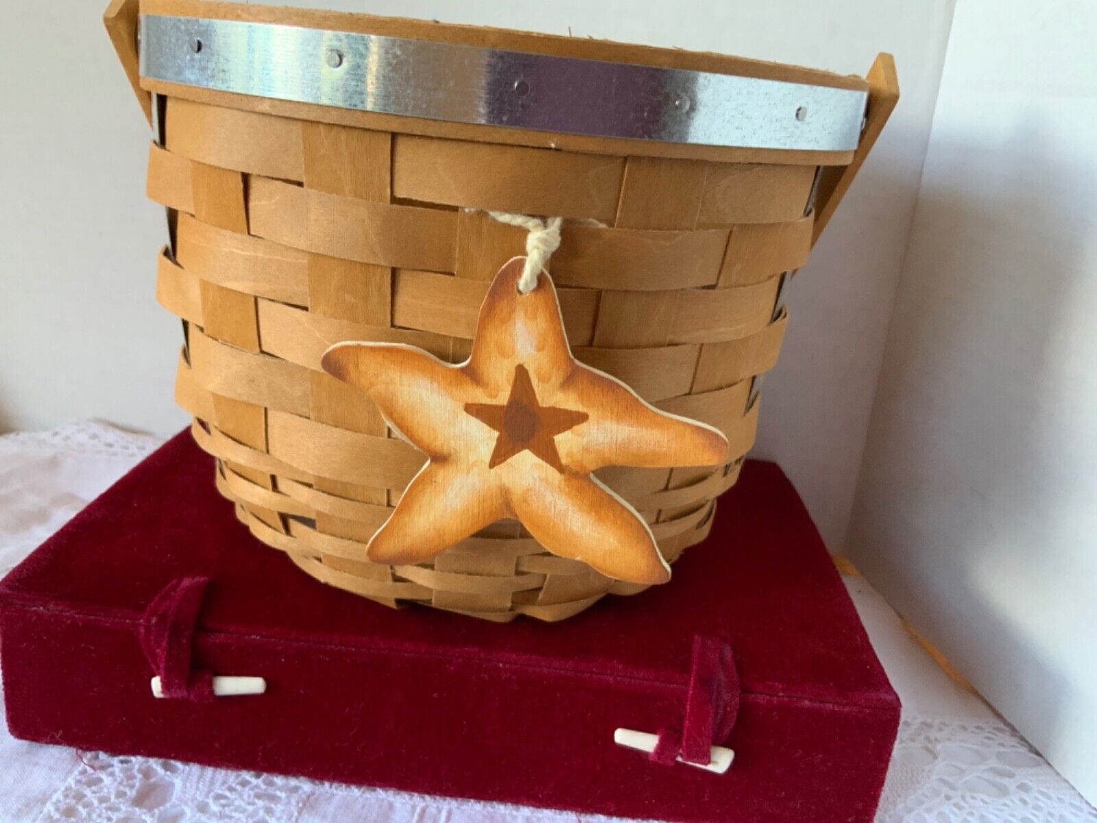 Rare Hand Painted STARFISH SHELL Tie-on for Longaberger Baskets Signed 