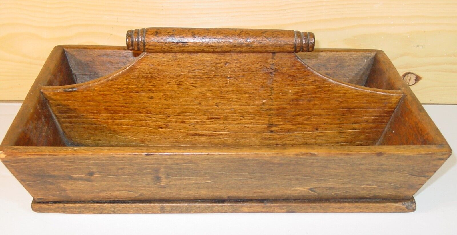 Early Antique Primitive Wood Box Tote Tool/ Utensil Carrier Tray MI Farmhouse