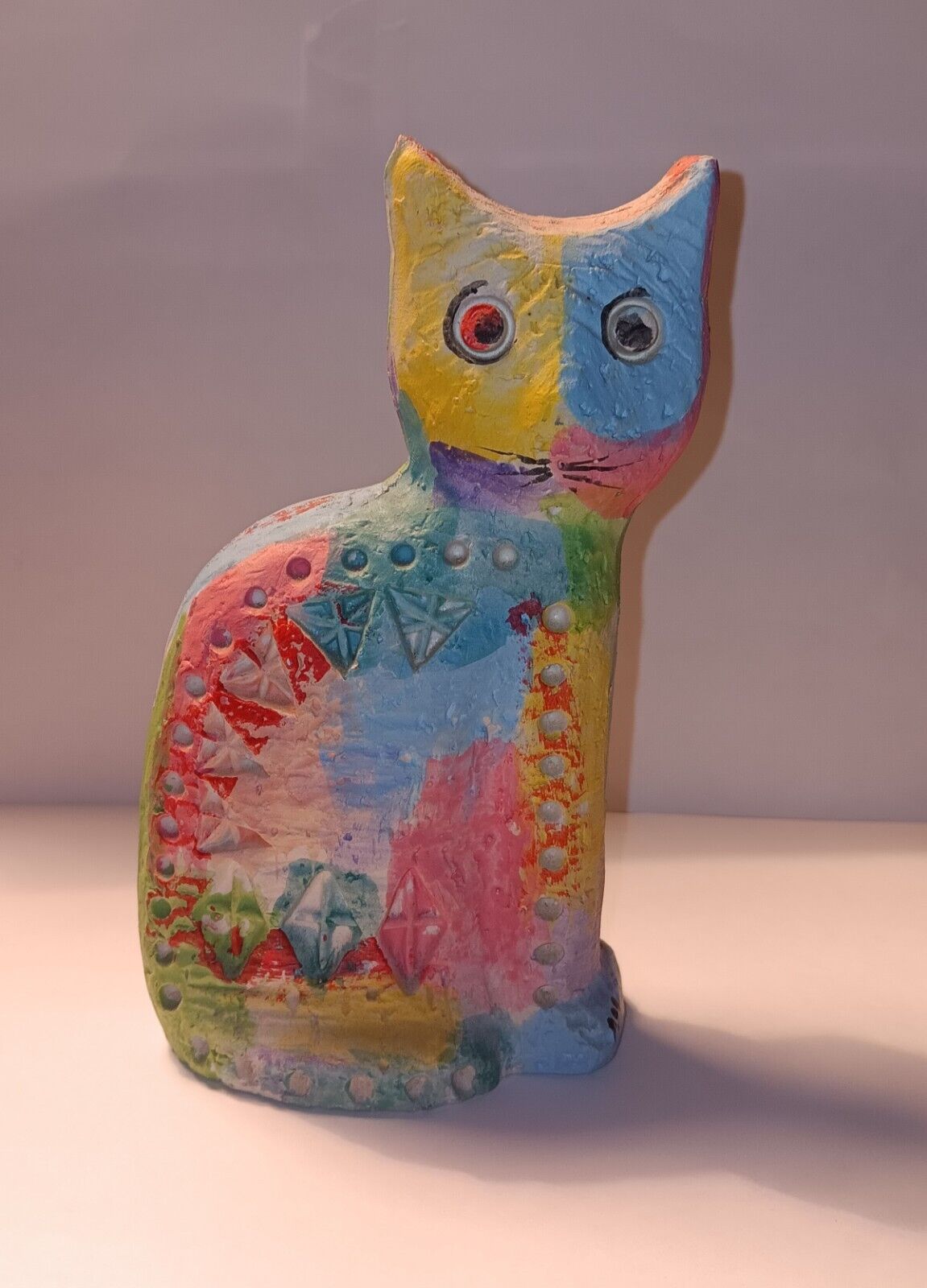 Flavia By Bitossi Aldo Londi Rare Colorful Cat Art Pottery Figurine Vintage MCM