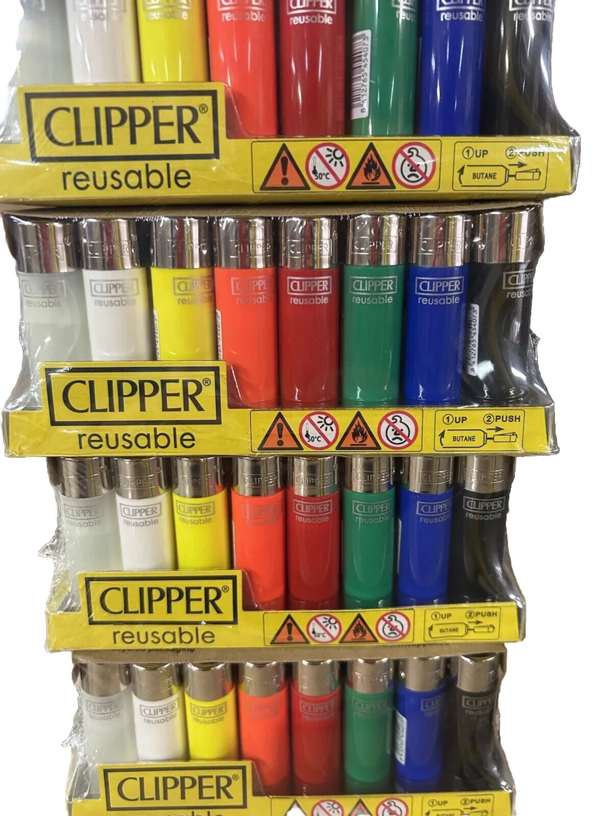 Clipper Mini CP12 Lighters 48 Ct Solid Color Reusable Refillable
