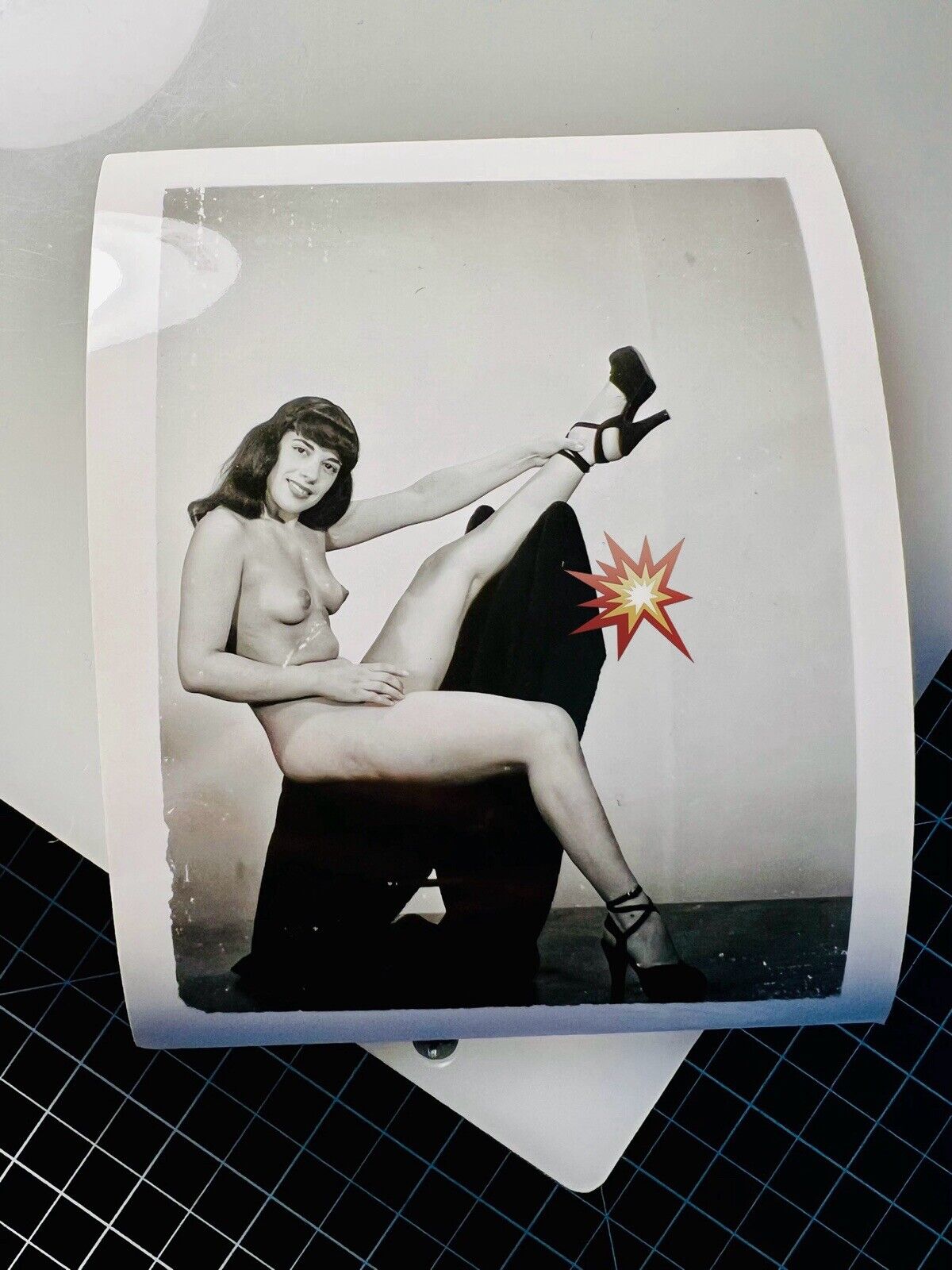 Vintage 50’s Girl Heels Bosom PIN UP Risque Nude Original B&W Girlie Photo #15