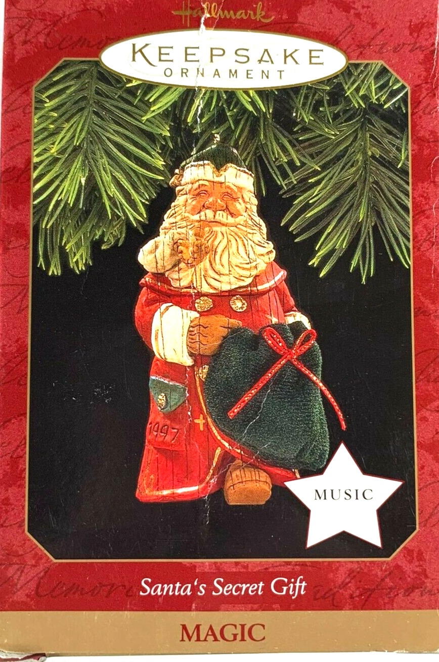 VTG Hallmark Keepsake Musical Christmas Ornament/Santa\'s Secret Gift/1997/MIB
