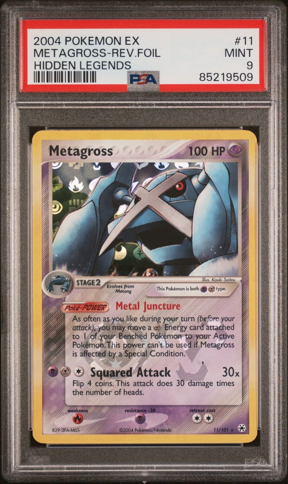 2004 Pokémon Hidden Legends METAGROSS Rev. Foil #11 - PSA 9 MINT