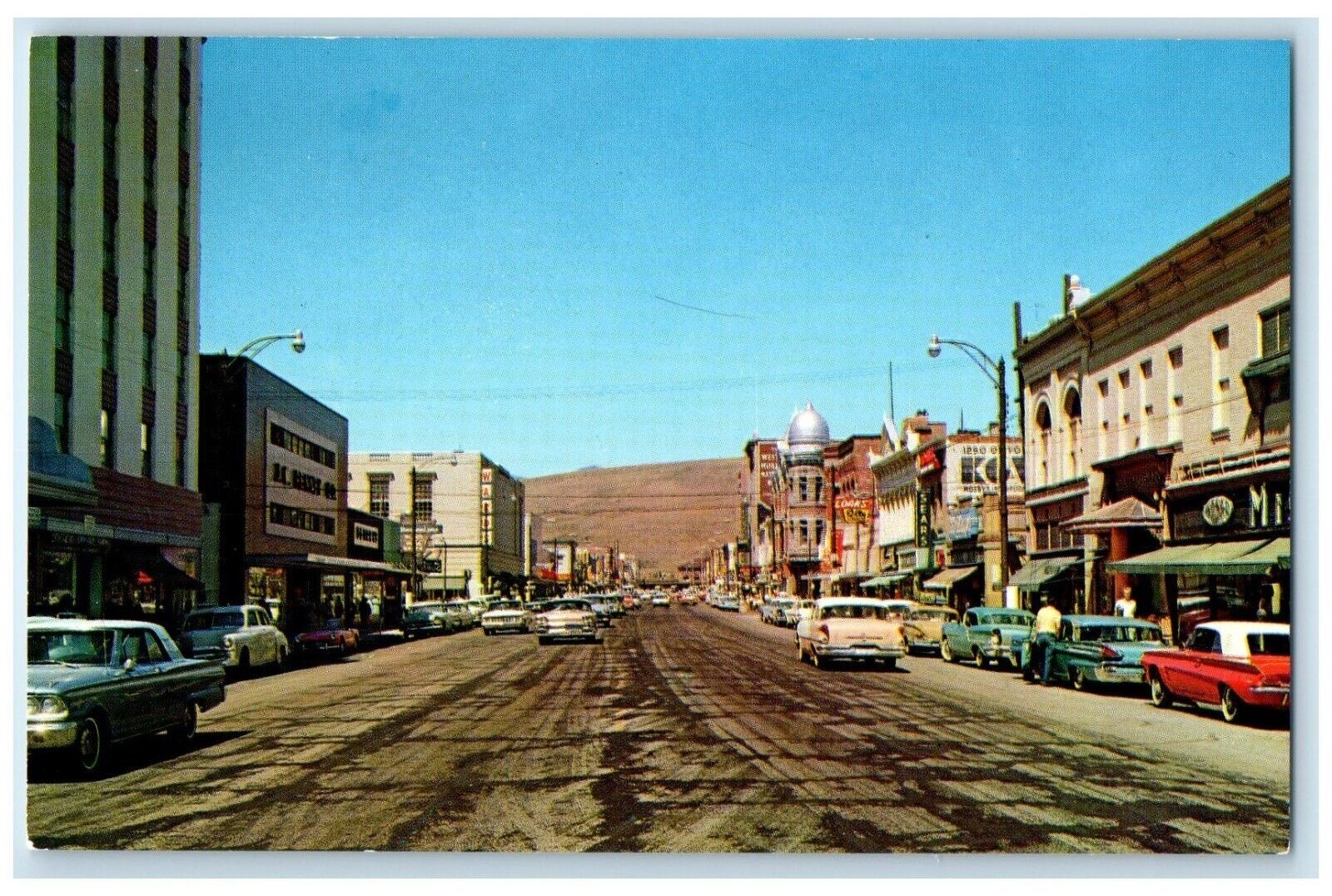 c1960 Looking North Higgins Avenue Exterior Missoula Montana MT Vintage Postcard