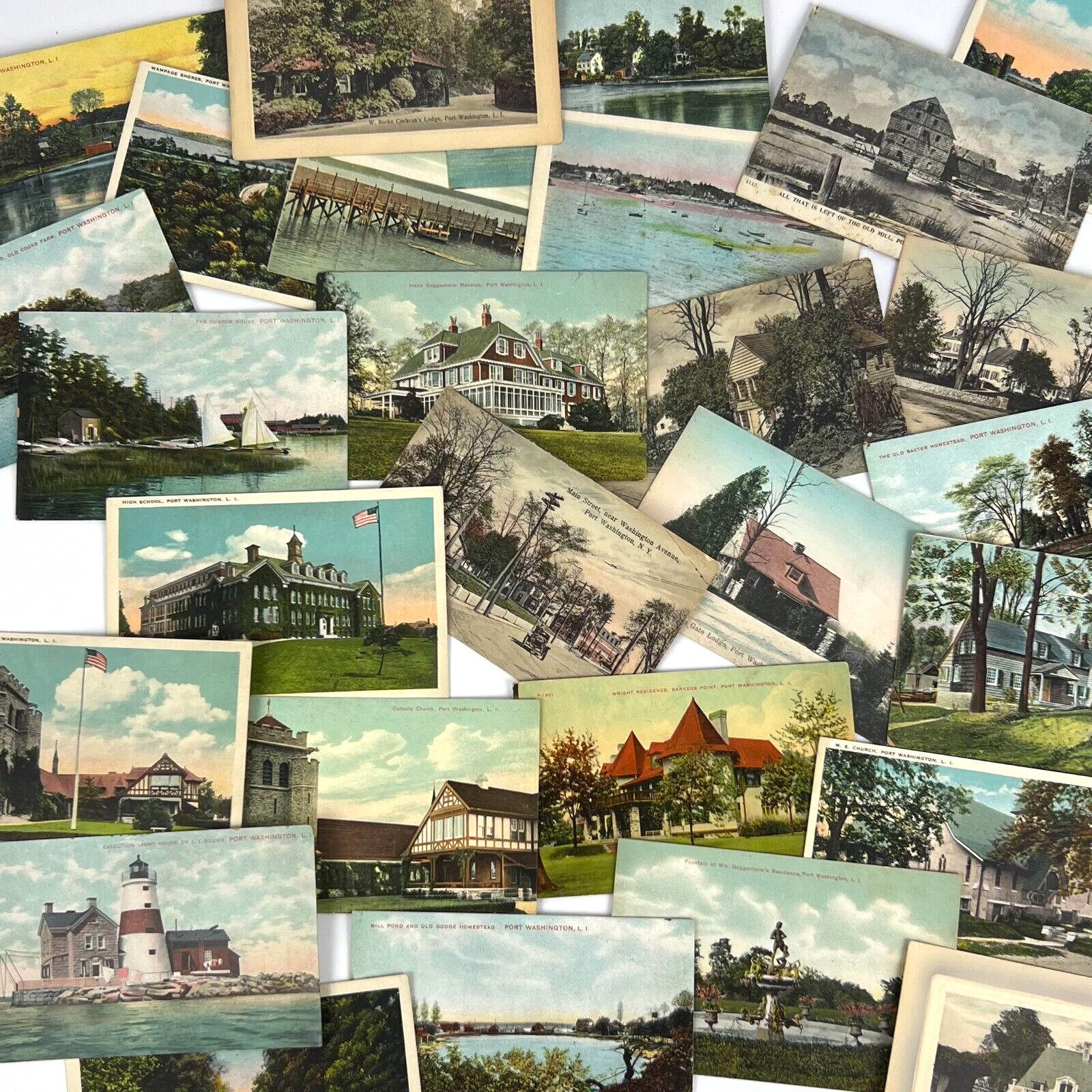 Antique Port Washington New York Linen Postcard Lot Long Island Color Unposted