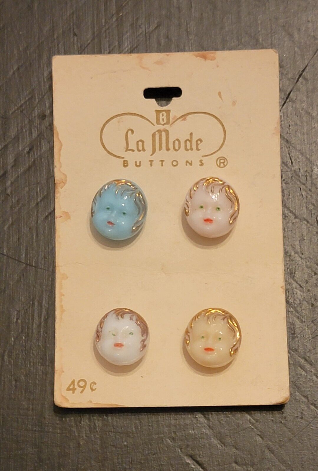 Rare Find NOS Baby Face Glass Buttons Amazing