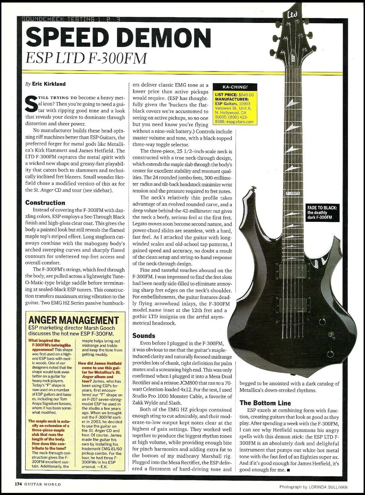 ESP LTD F-300FM electric guitar review sound check article print