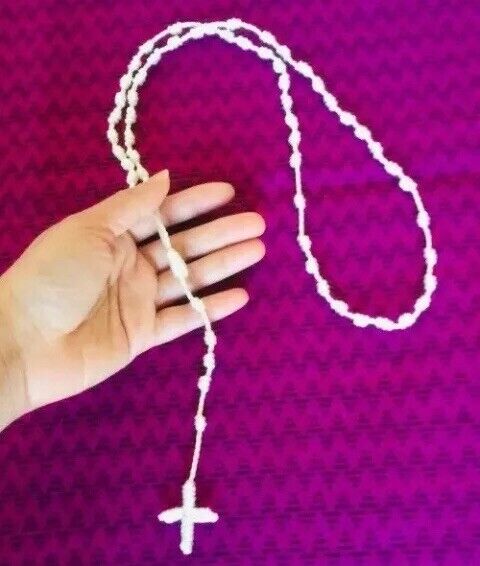 Knotted Rosary Nylon Cord White Handmade.Buy2 Get 1 Rosary Bracelet Free