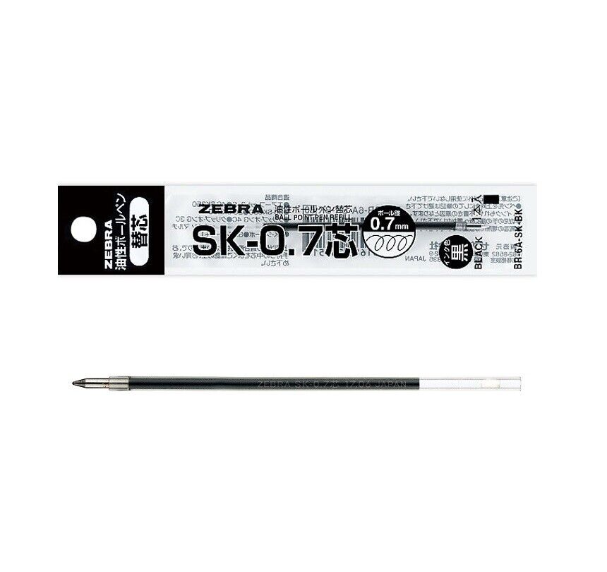 Zebra 0.7mm Ballpoint Pen Refill SK-0.7 Choose from 4 colors (BR-6A-SK)