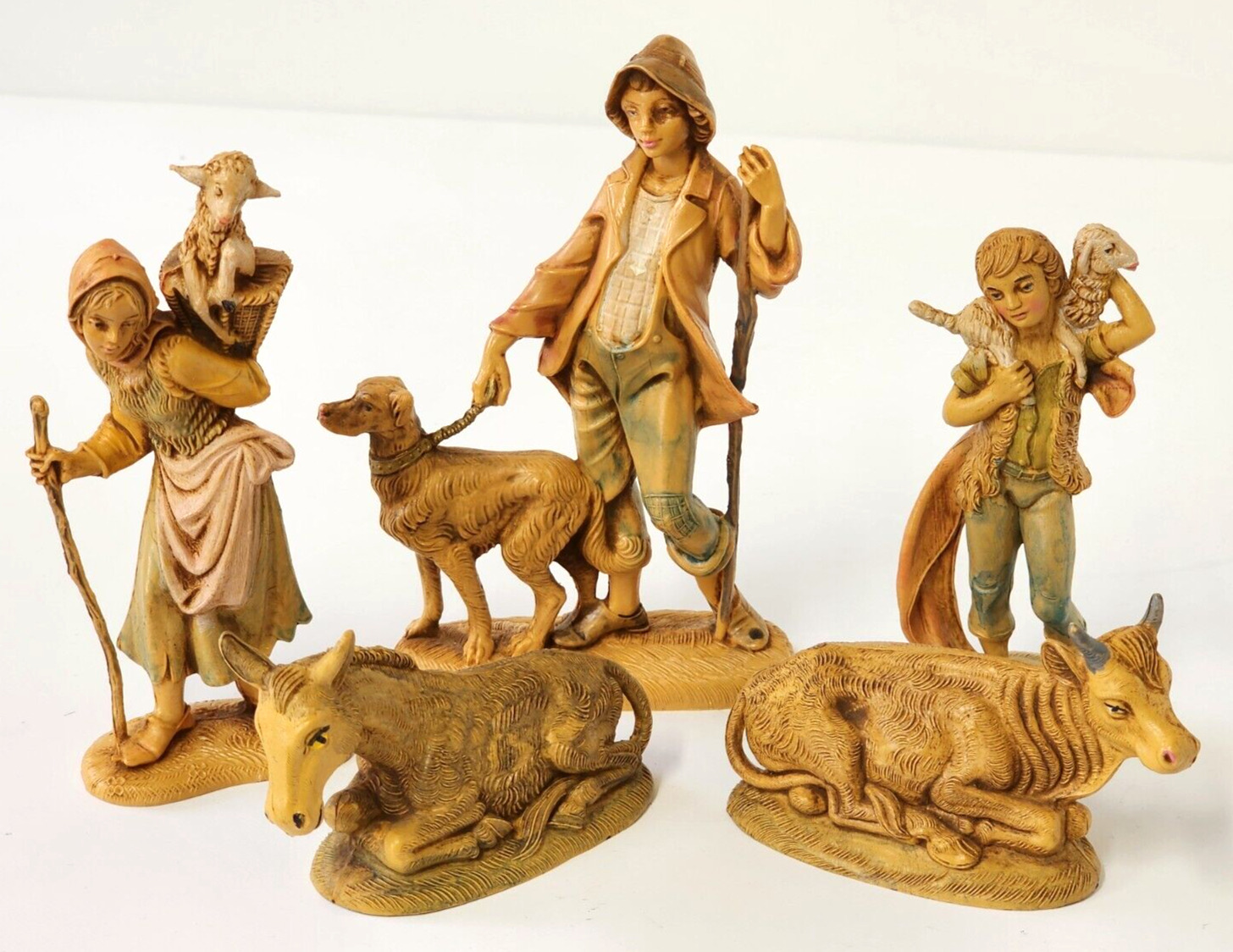 Vintage Fontanini Depose Nativity Villagers Shepard Dog Cow Lot Italy 1983