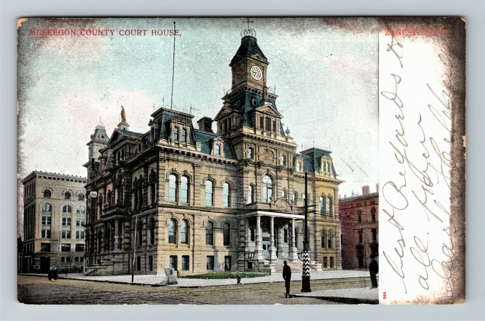Zanesville OH, Muskegon County Courthouse, Ohio c1907 Vintage Postcard