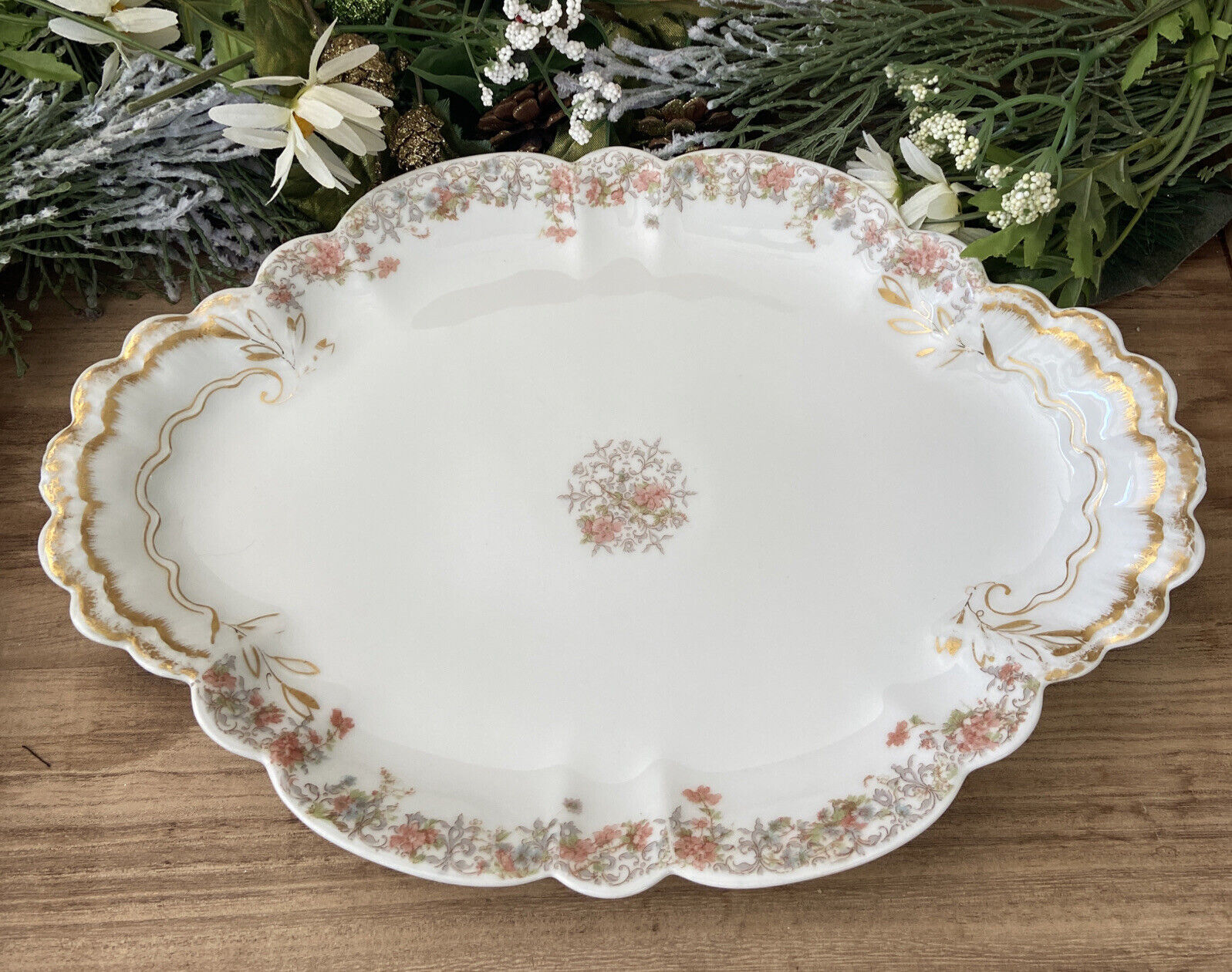 Haviland Limoges Floral Platter Serving Tray Dish France Antique 9.25”x13.25”