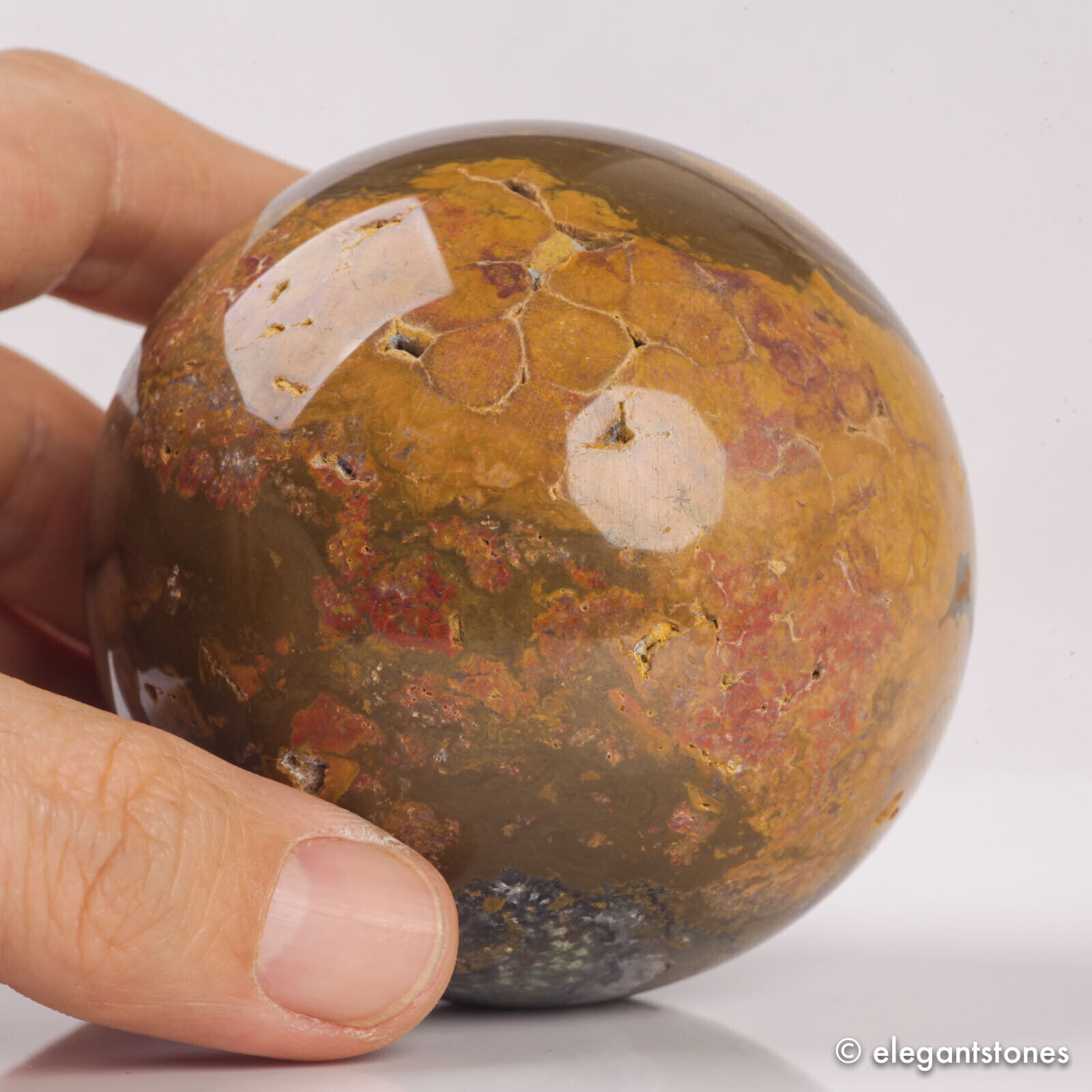 466g70mm Large Natural Ocean Jasper Quartz Crystal Sphere Healing Ball Chakra