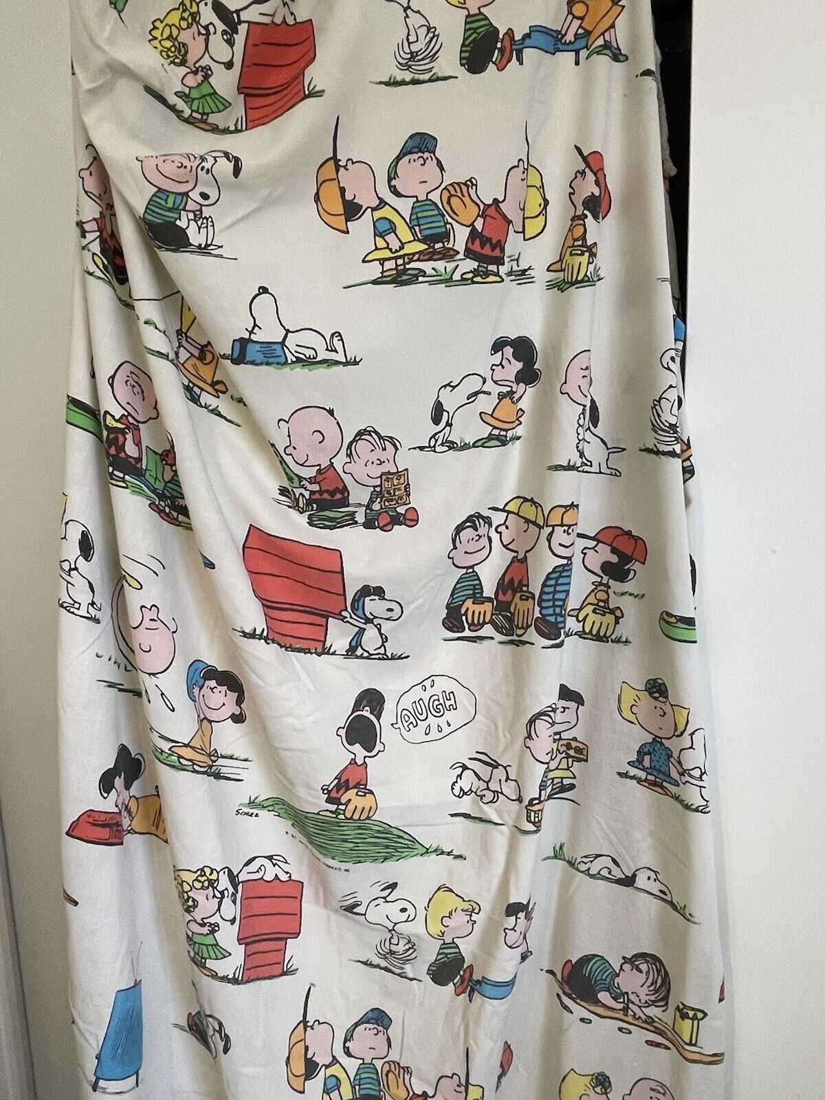 Vintage 1971 SNOOPY Peanuts Gang HAPPINESS IS Twin Fitted Sheet ONLY
