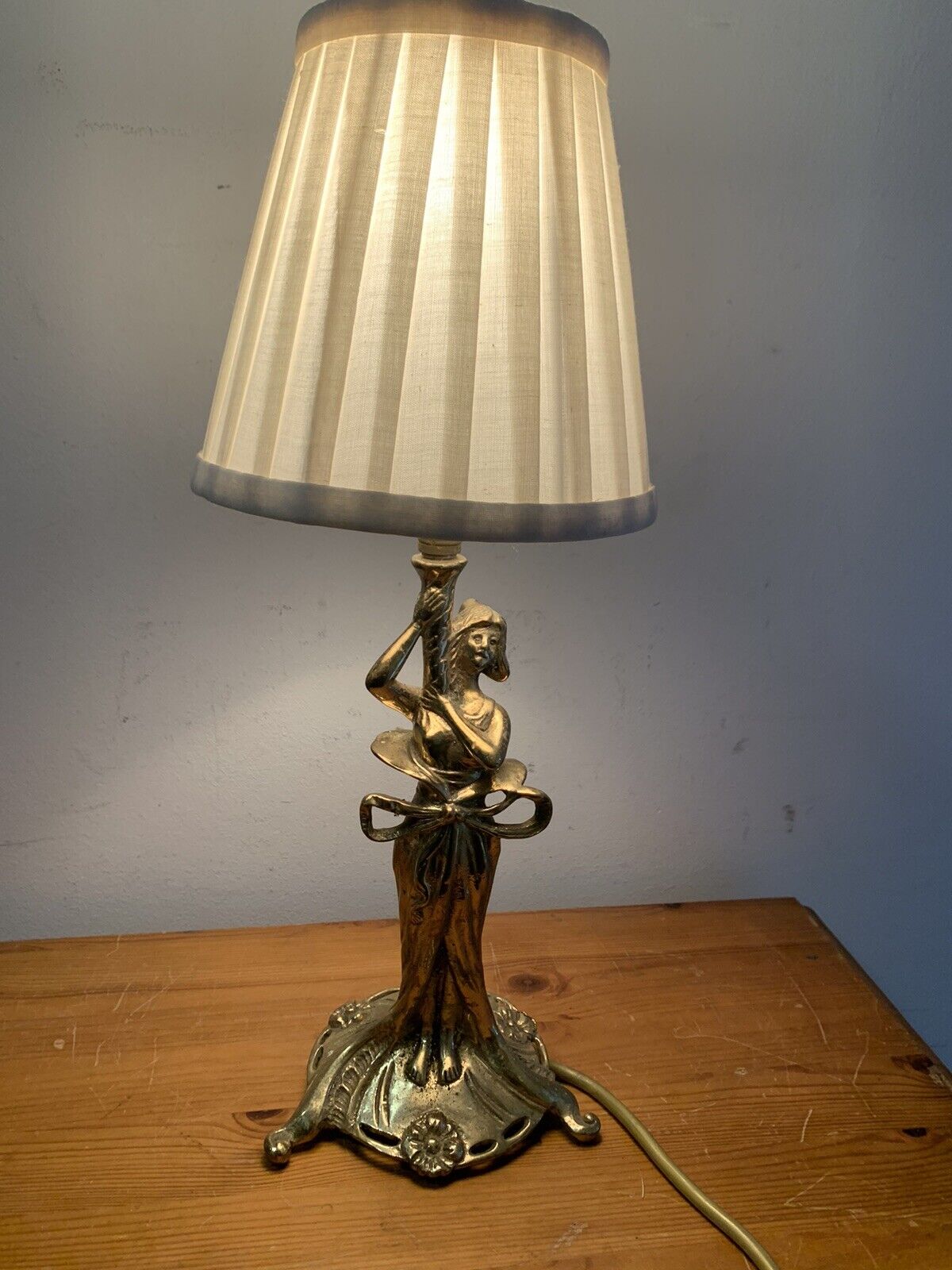 Vintage Brass Art Nouveau Style Lady Lamp For Attention