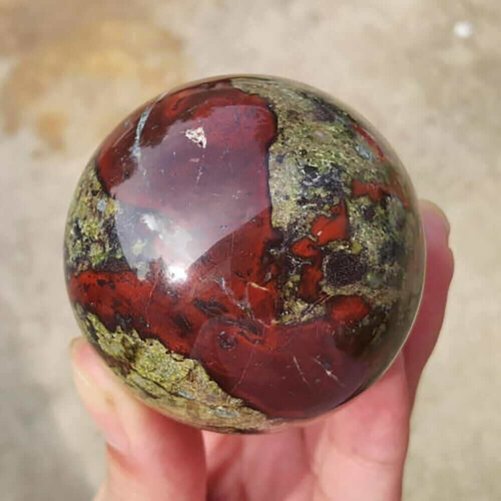 1PCS Natural Dragon Blood Stone Quartz Sphere Crystal ball Reiki Healing 45mm+