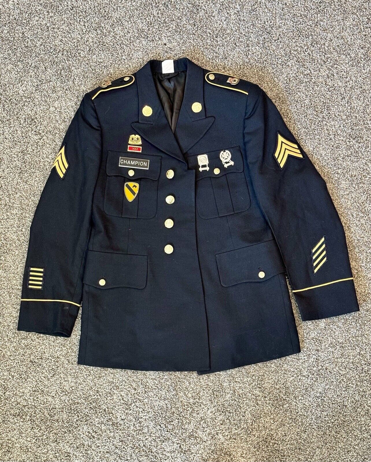 Vintage US Army Bremen-Bowdon Dress Blue Service Uniform Jacket Coat Size 38S