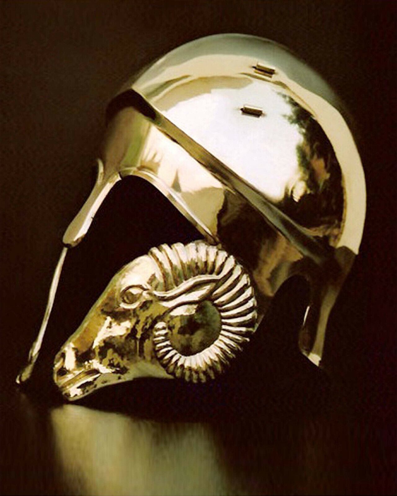 Chalcidian Style Greek Helmet With Face Shields in the design of a Ram\'s head
