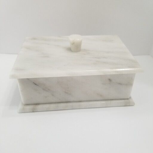 Keepsake White Marble Box W/lid Home Decor 
