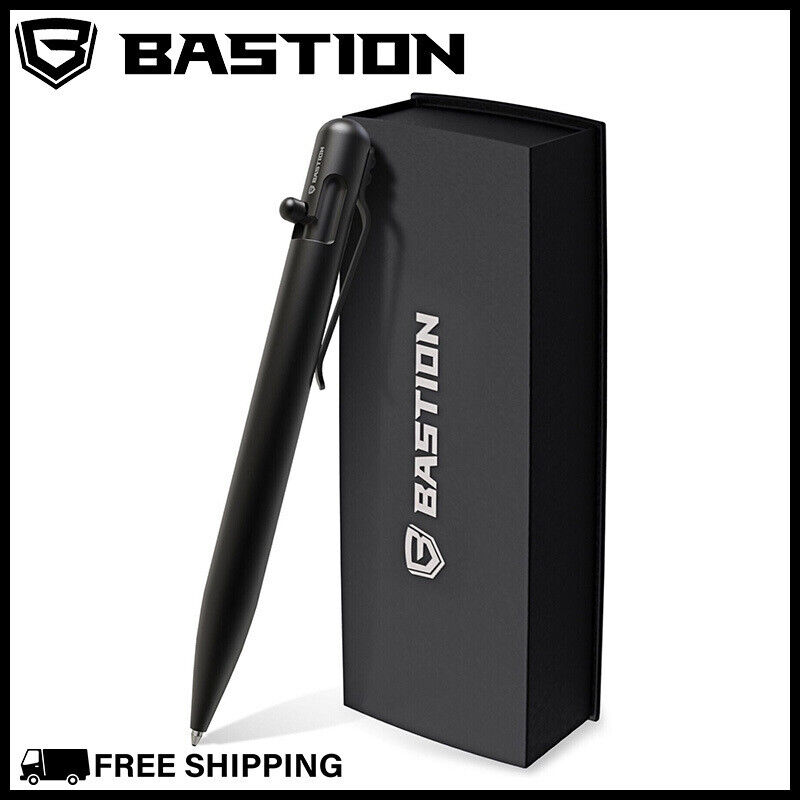 BASTION BOLT ACTION BLACK PEN Stainless Steel Metal Office Luxury Ballpoint Pens