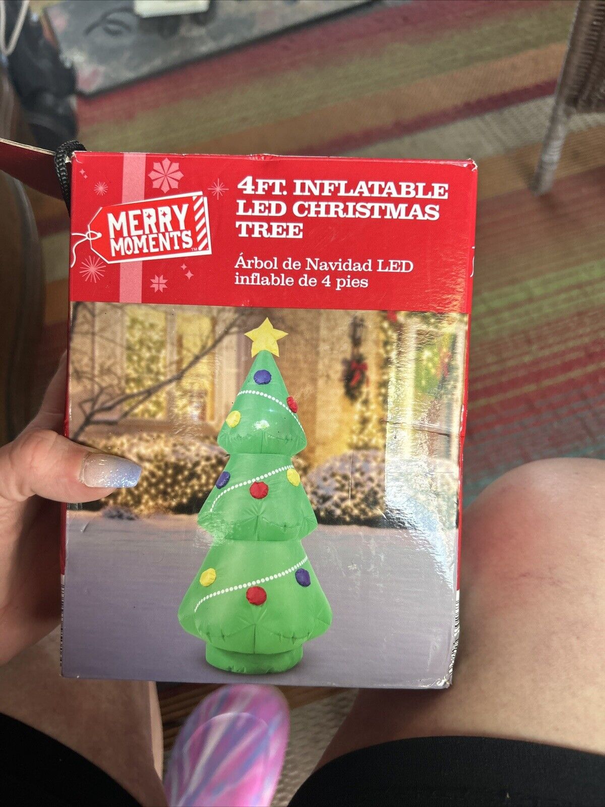 Merry Moments 4ft Inflatable Christmas Tree Lighted Christmas Yard Decor