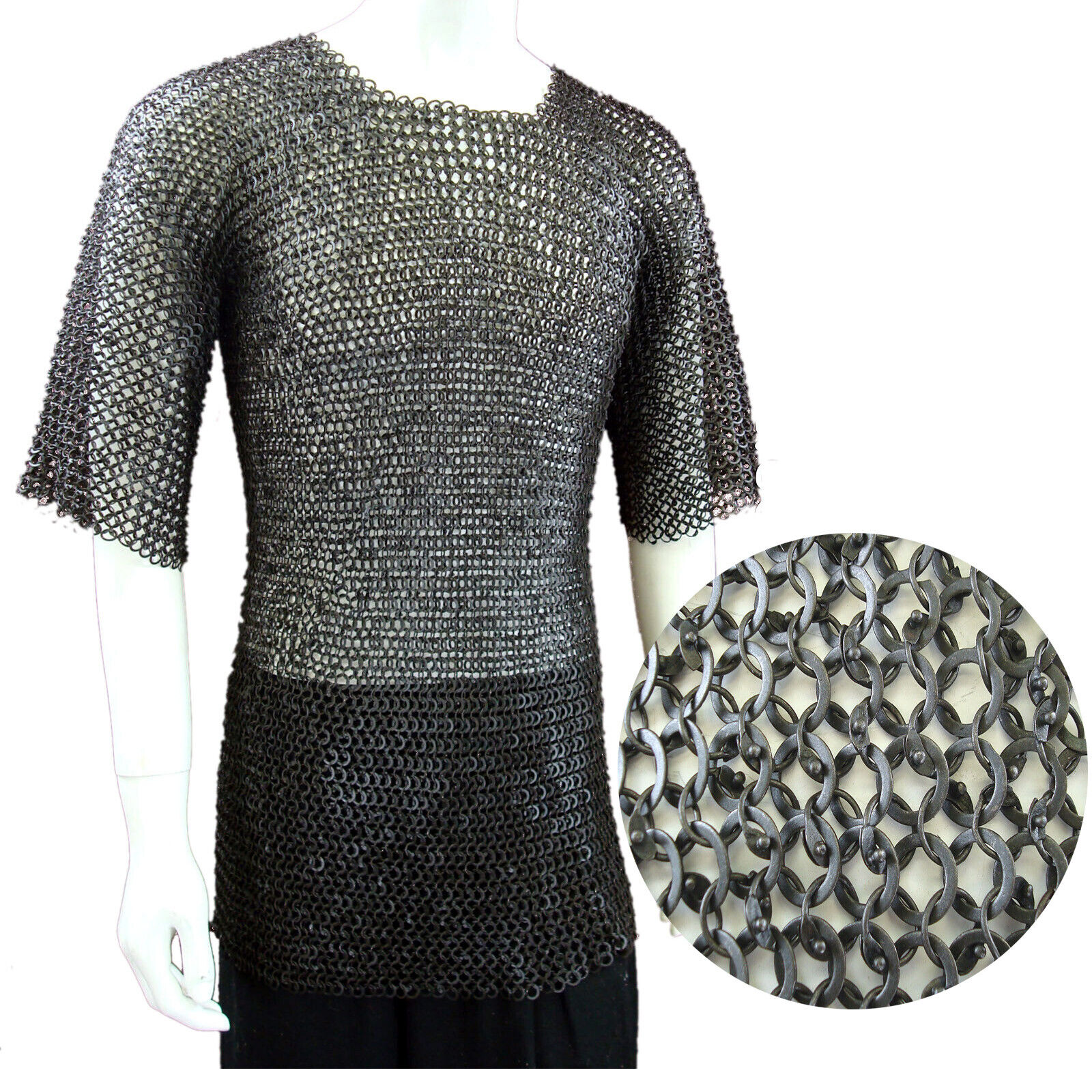 Chain Mail Shirt Round Riveted Ring With Flat Washer Armor Chainmail Haubergeon 