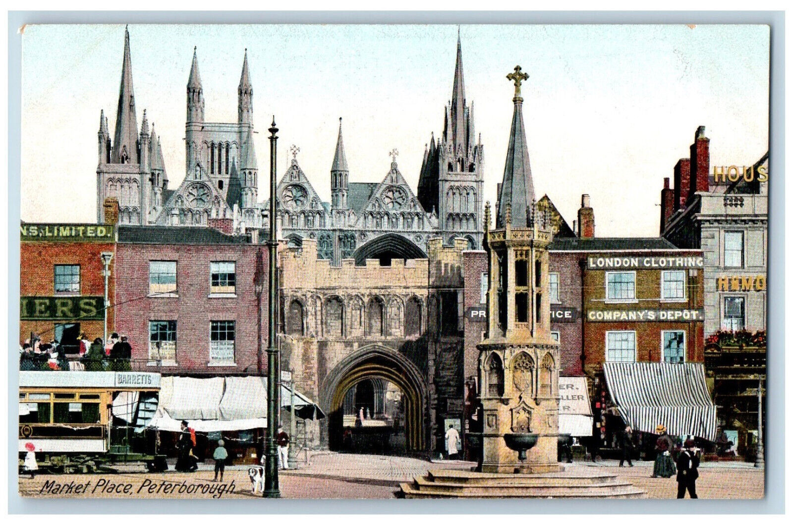 Peterborough Cambridgeshire England Postcard Market Place c1910 Unposted