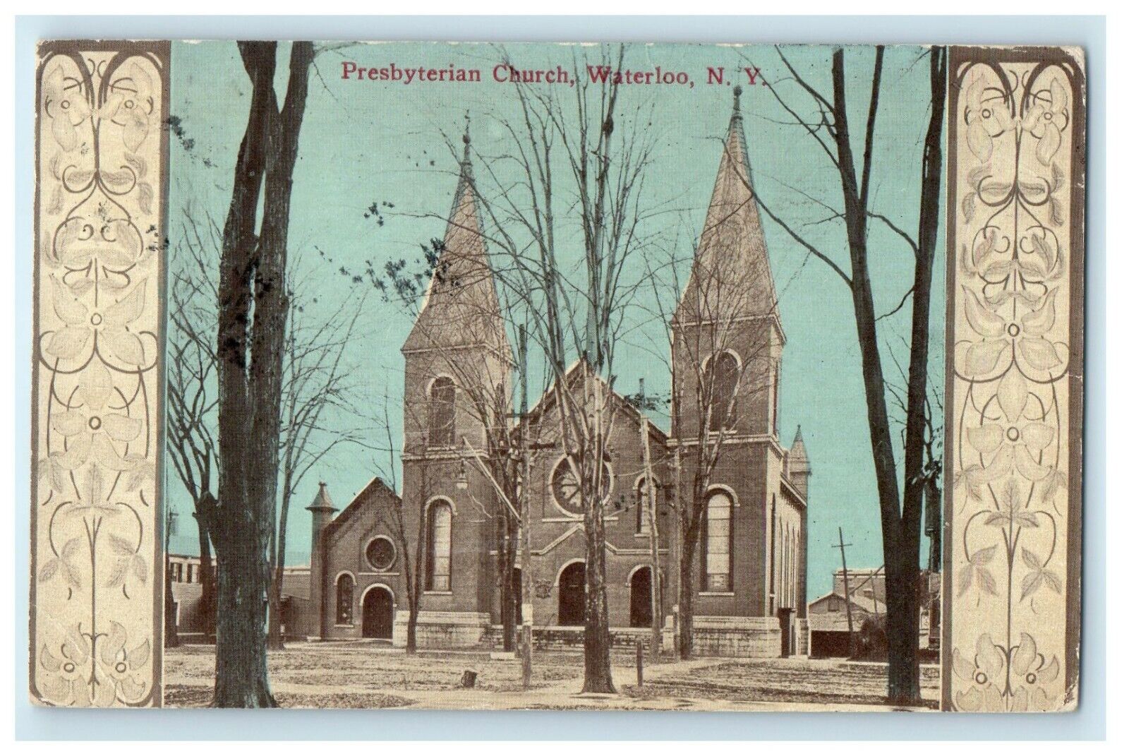1914 The Presbyterian Church View Waterloo New York NY Antique Postcard