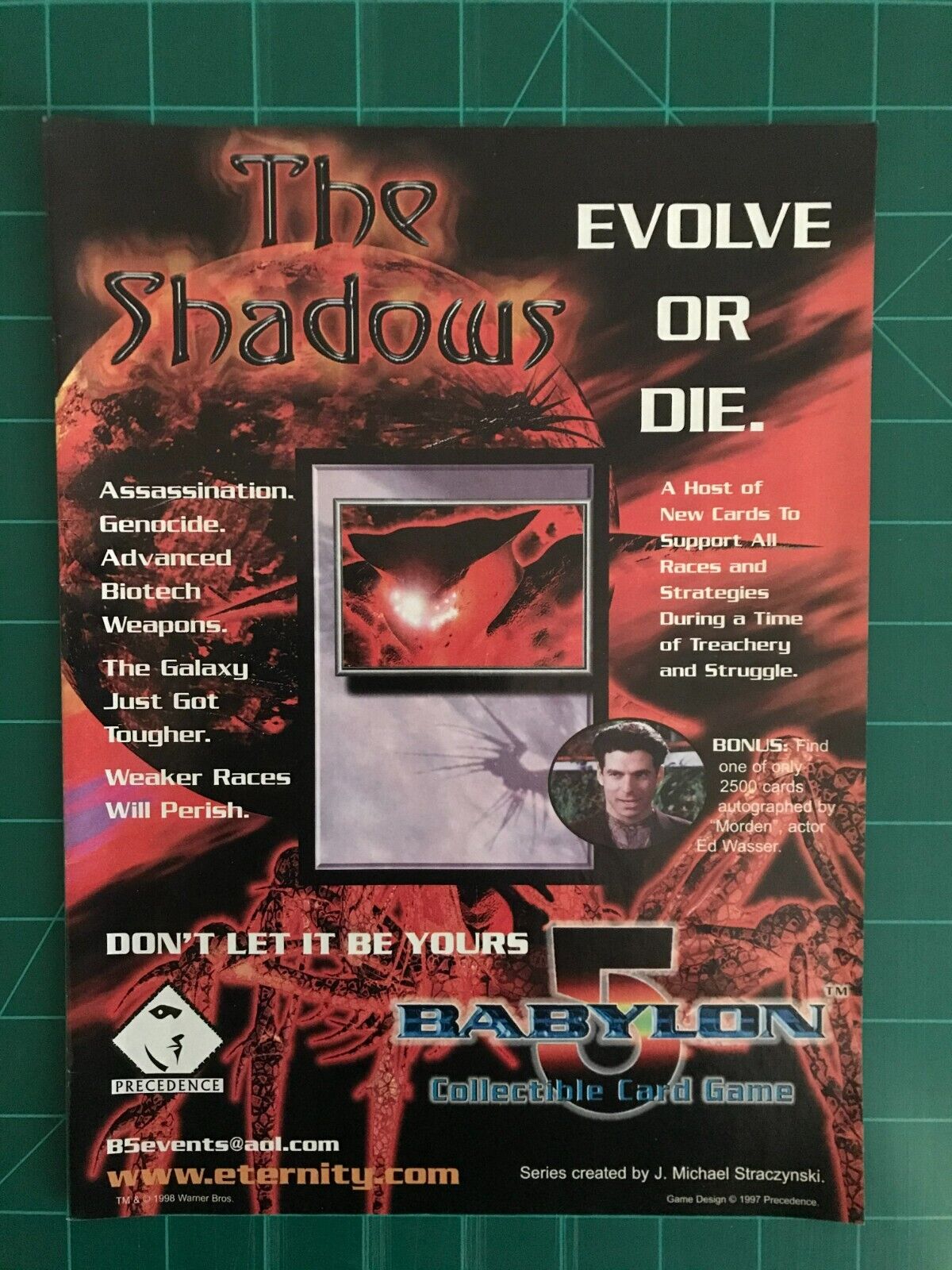 1998 Babylon 5 CCG Print Ad. The Shadows. Precedence. \