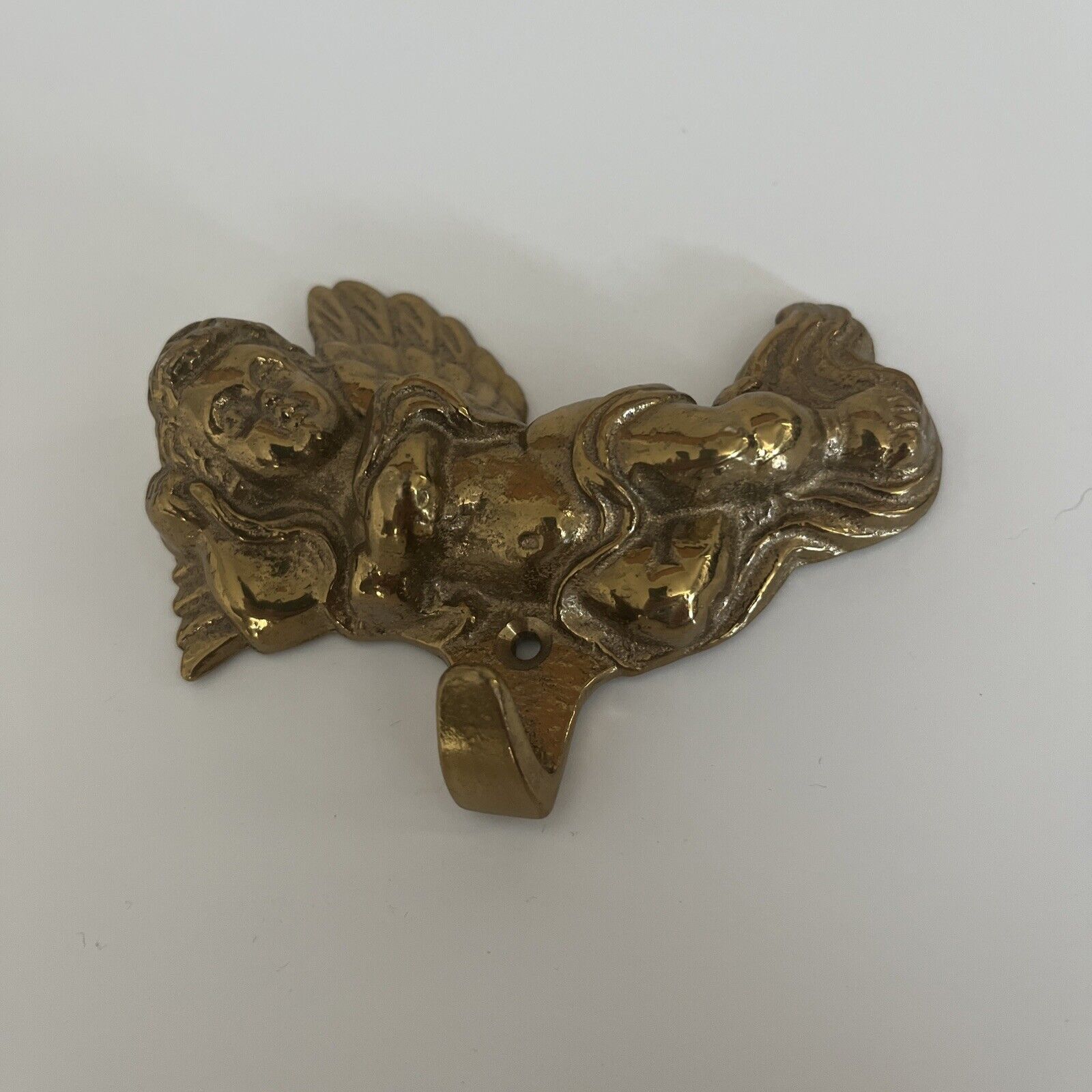 Vintage Brass Cherub Angel Wall Hook