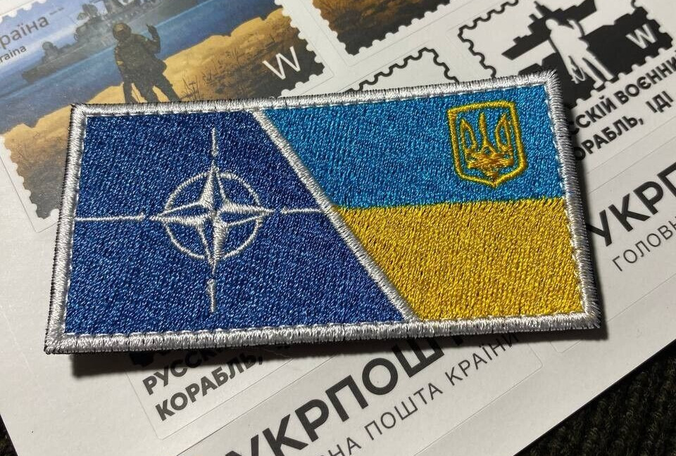 Ukrainian Army Morale Patch NATO + UKRAINE Flag Tactical Badge Hook Textile💙💛